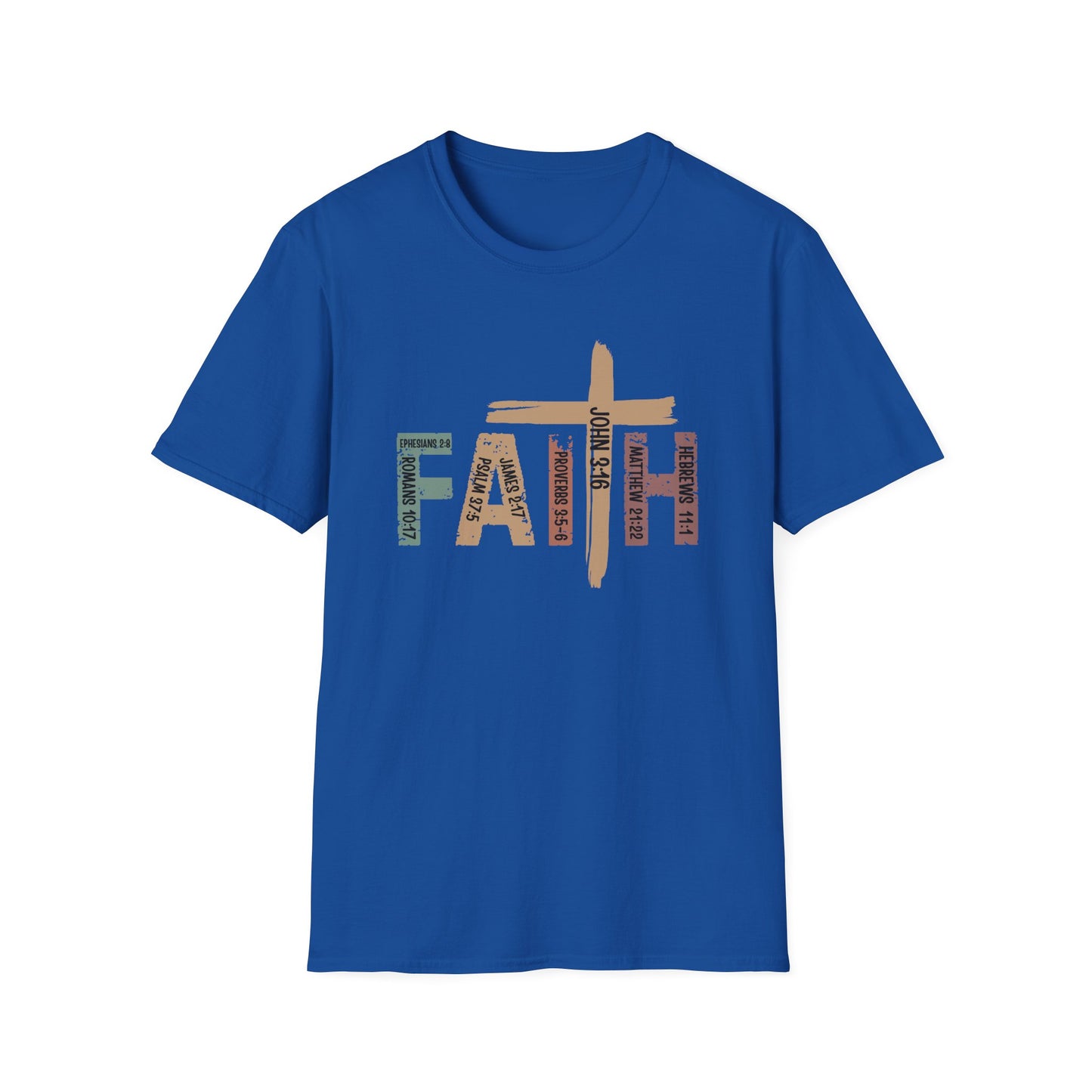 Faith Cross T-Shirt — Rustic Multicolor Christian Tee