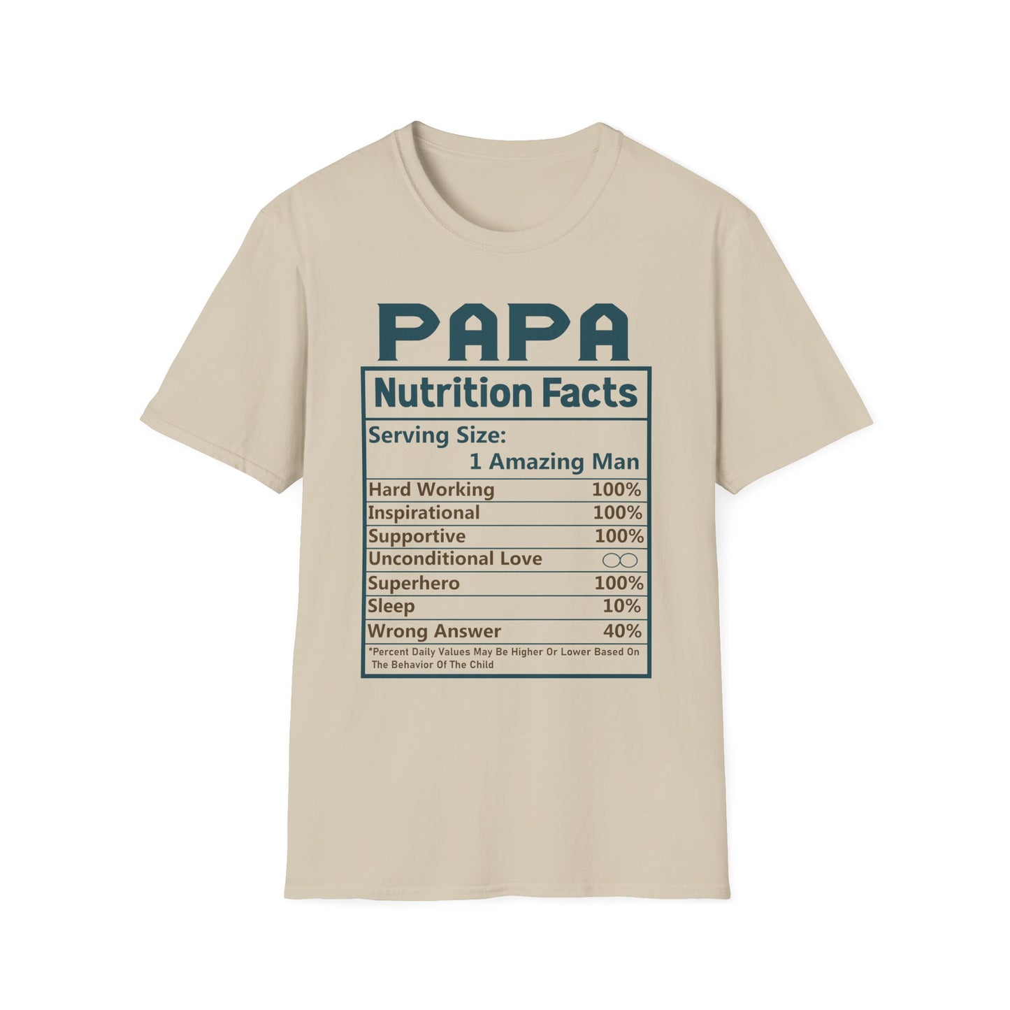 Papa Nutrition Facts T-Shirt, Father's Day Gift