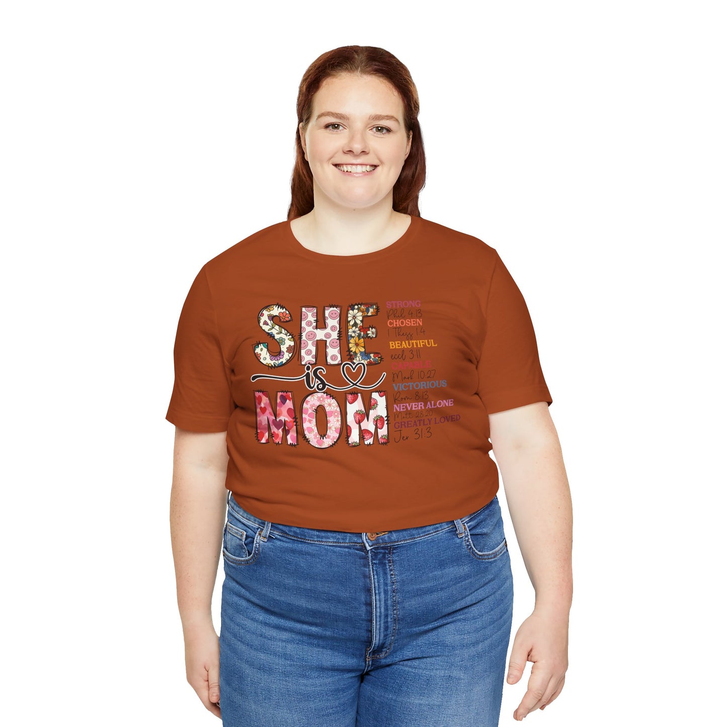 Empowering Unisex Mom Tee - "She is Mom" Floral Design