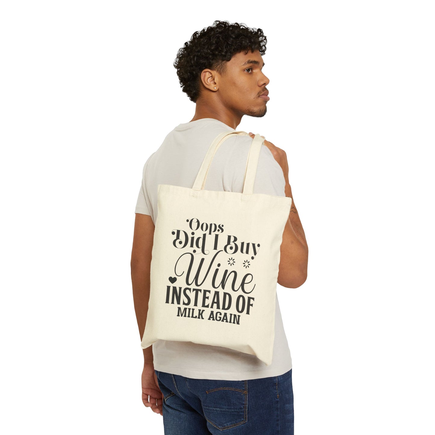 Humorous Wine Tote Bag - "Oops! Did I Buy Wine Instead of Milk Again?"