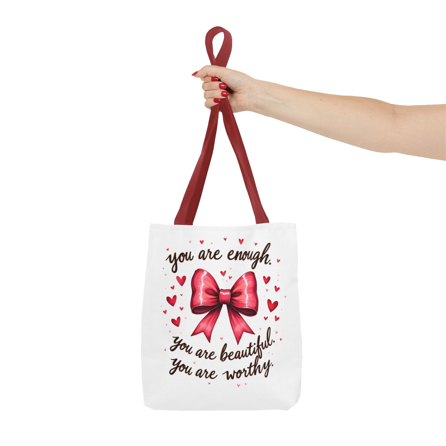 You Are Enough Tote Bag - Inspirational Bow Design for Empowerment and Self-Love