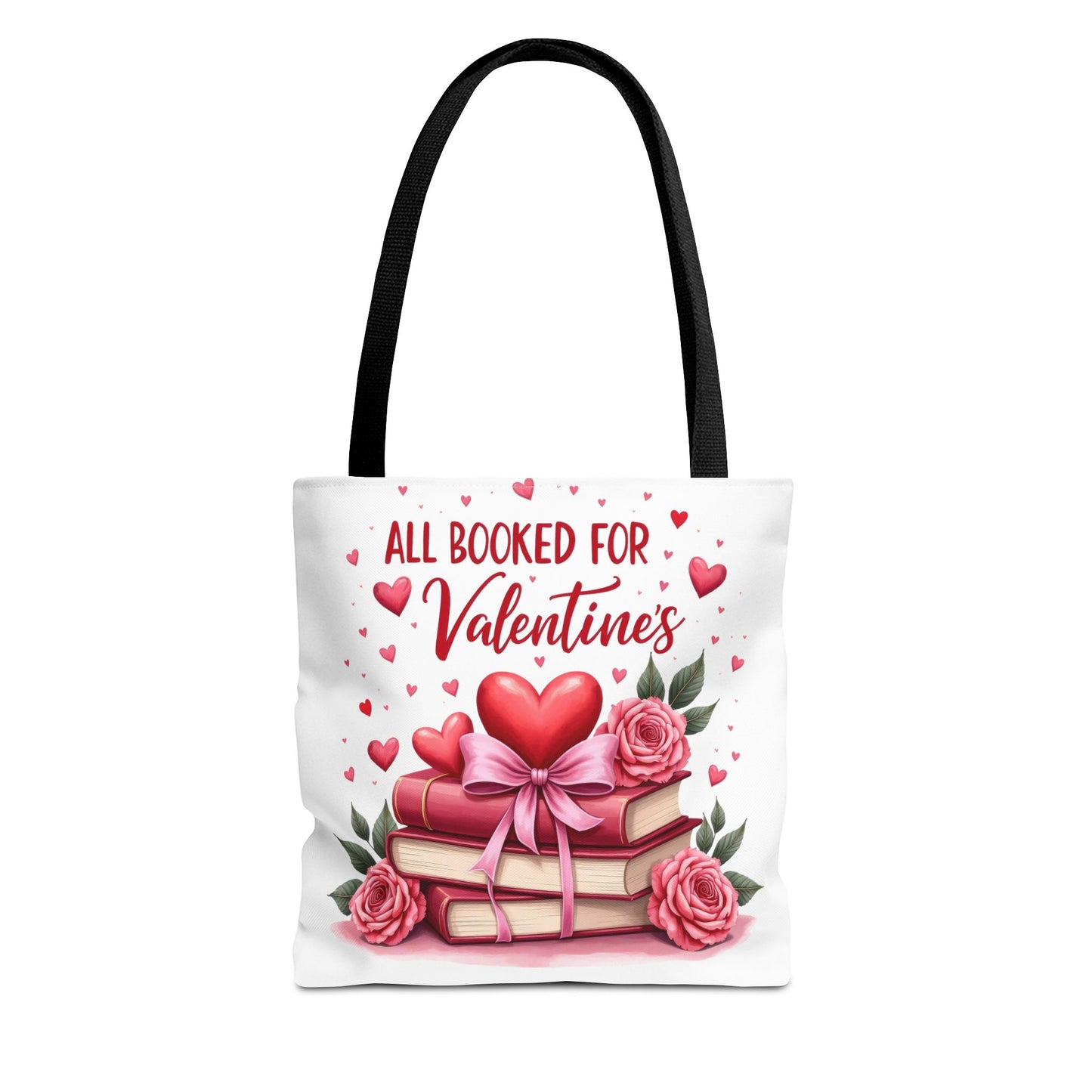 Valentine's Day Tote Bag - 'All Booked for Valentine's' with Floral Design