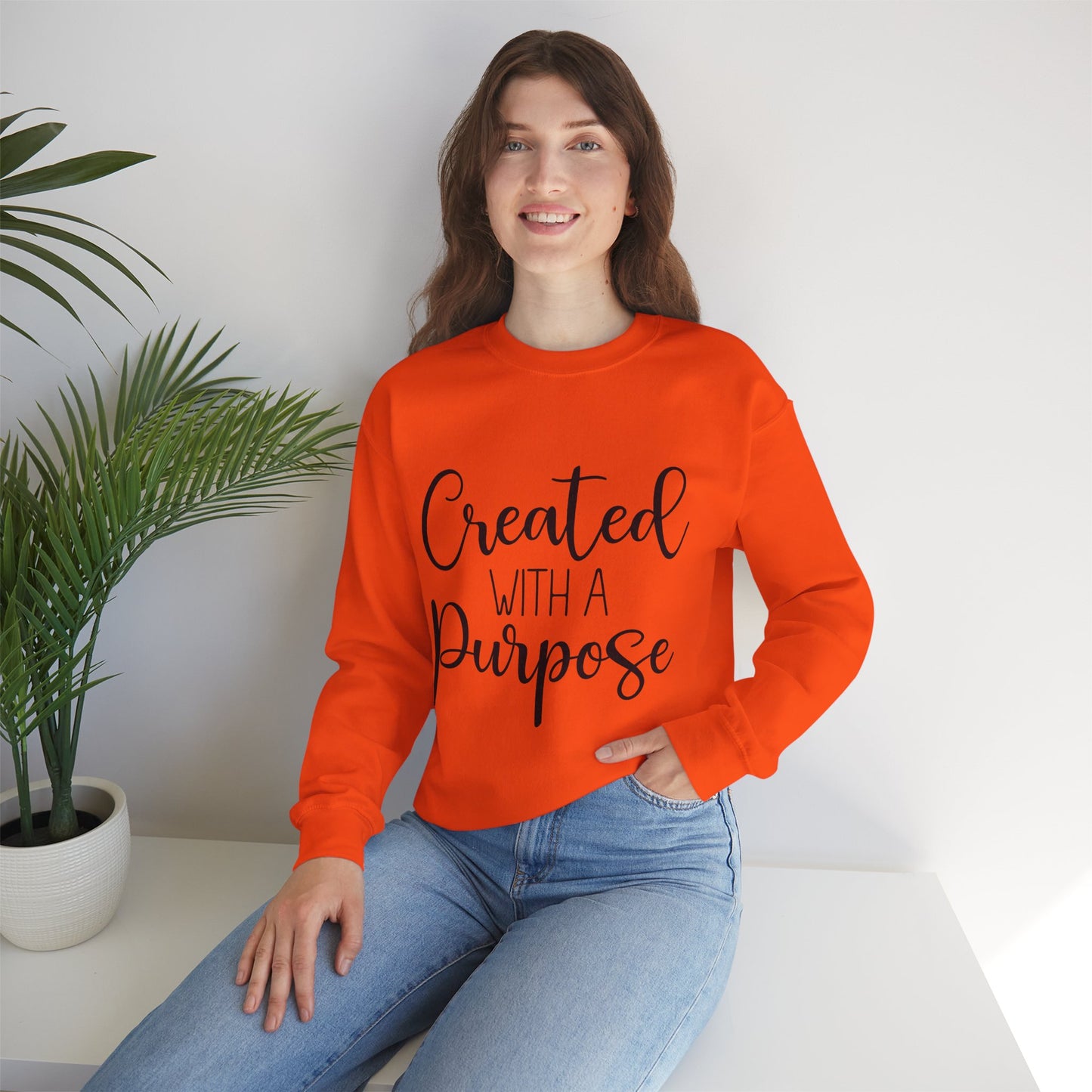 Created with a Purpose Crewneck Sweatshirt - Inspiring Unisex Heavy Blend Style for Everyday Wear