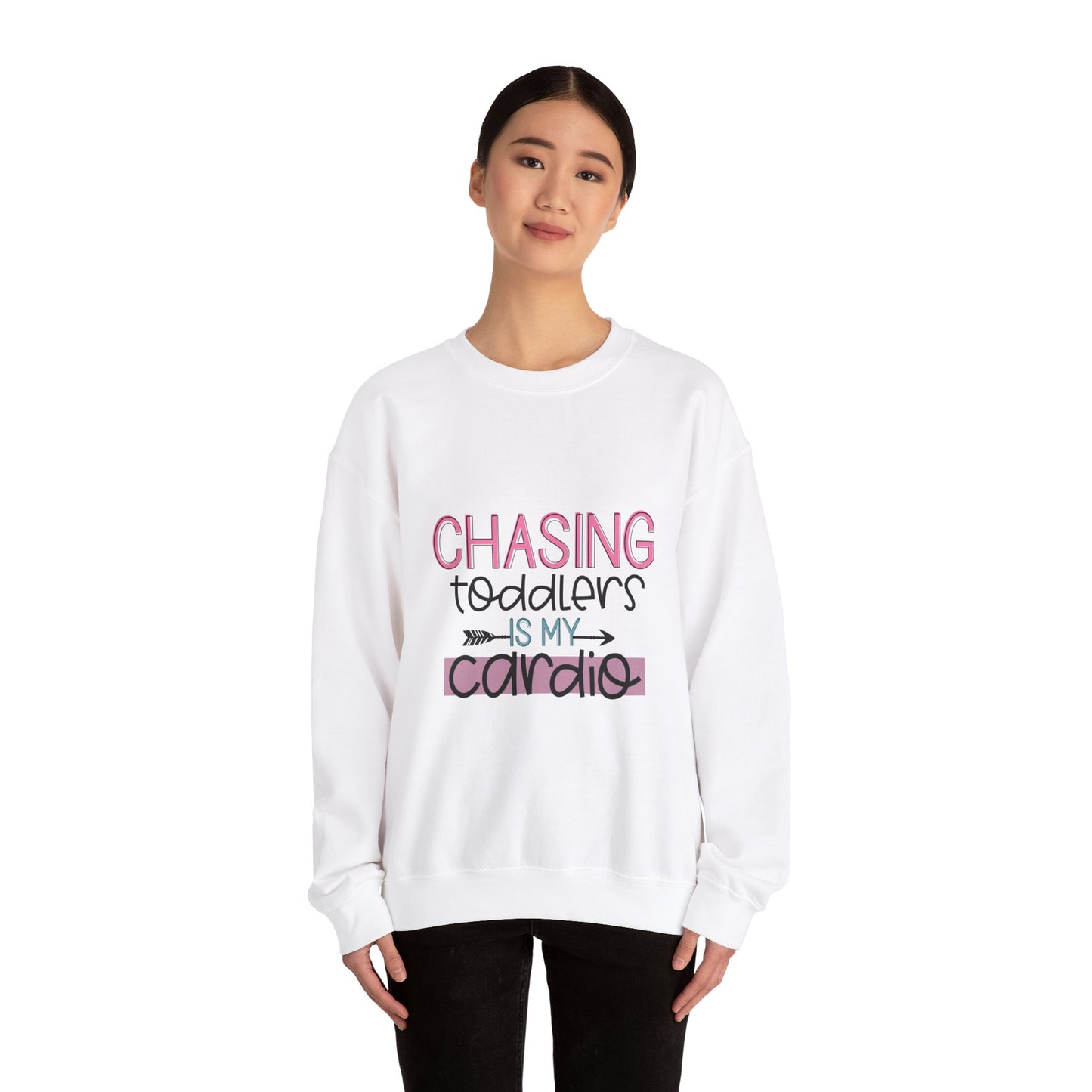 Chasing Toddlers Crewneck Sweatshirt | Funny Parenthood Apparel
