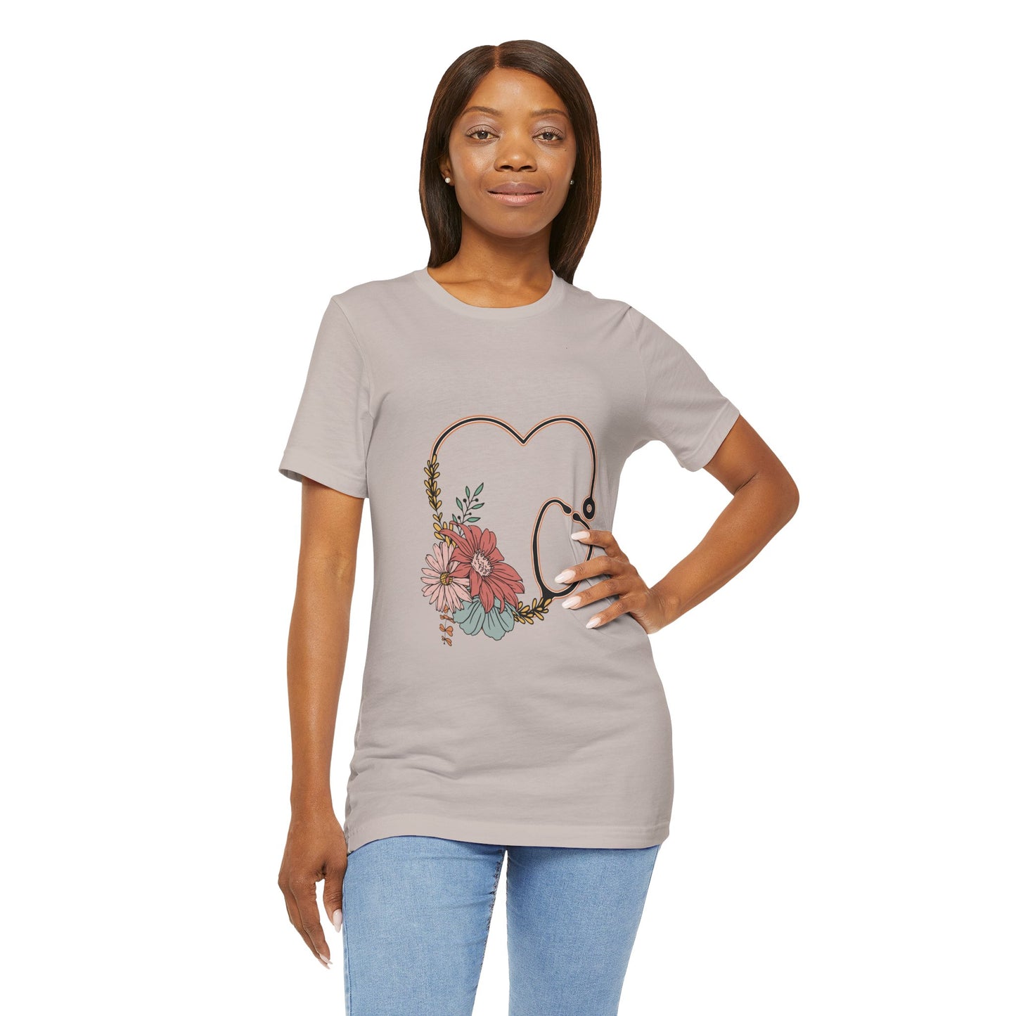 Floral Stethoscope Unisex Jersey Tee - Perfect Gift for Healthcare Workers