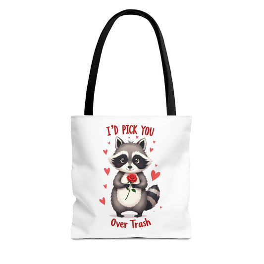 Cute Raccoon Tote Bag - 'I’d Pick You Over Trash' Gift for Animal Lovers