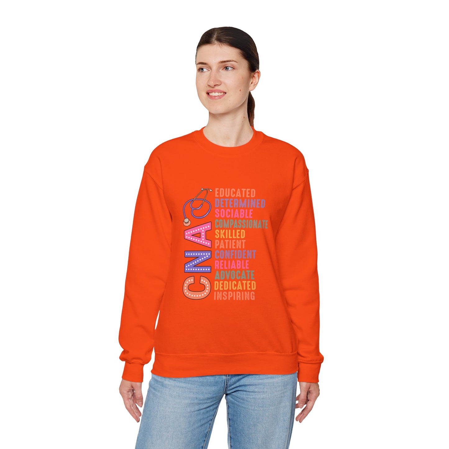 CNA Pride Crewneck Sweatshirt - Empowering Words for Caring Professionals