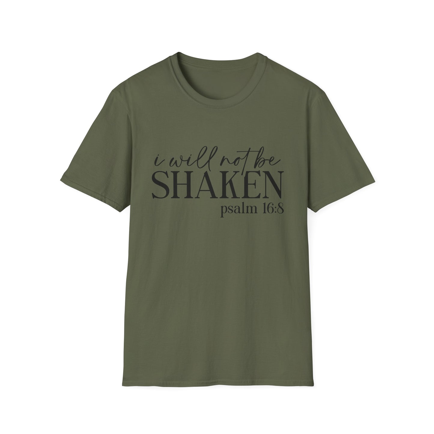 I Will Not Be Shaken Psalm 16:8 T-Shirt — Inspirational Christian Tee