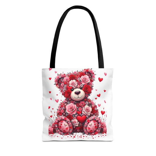 Cute Floral Bear Tote Bag for Valentine's Day