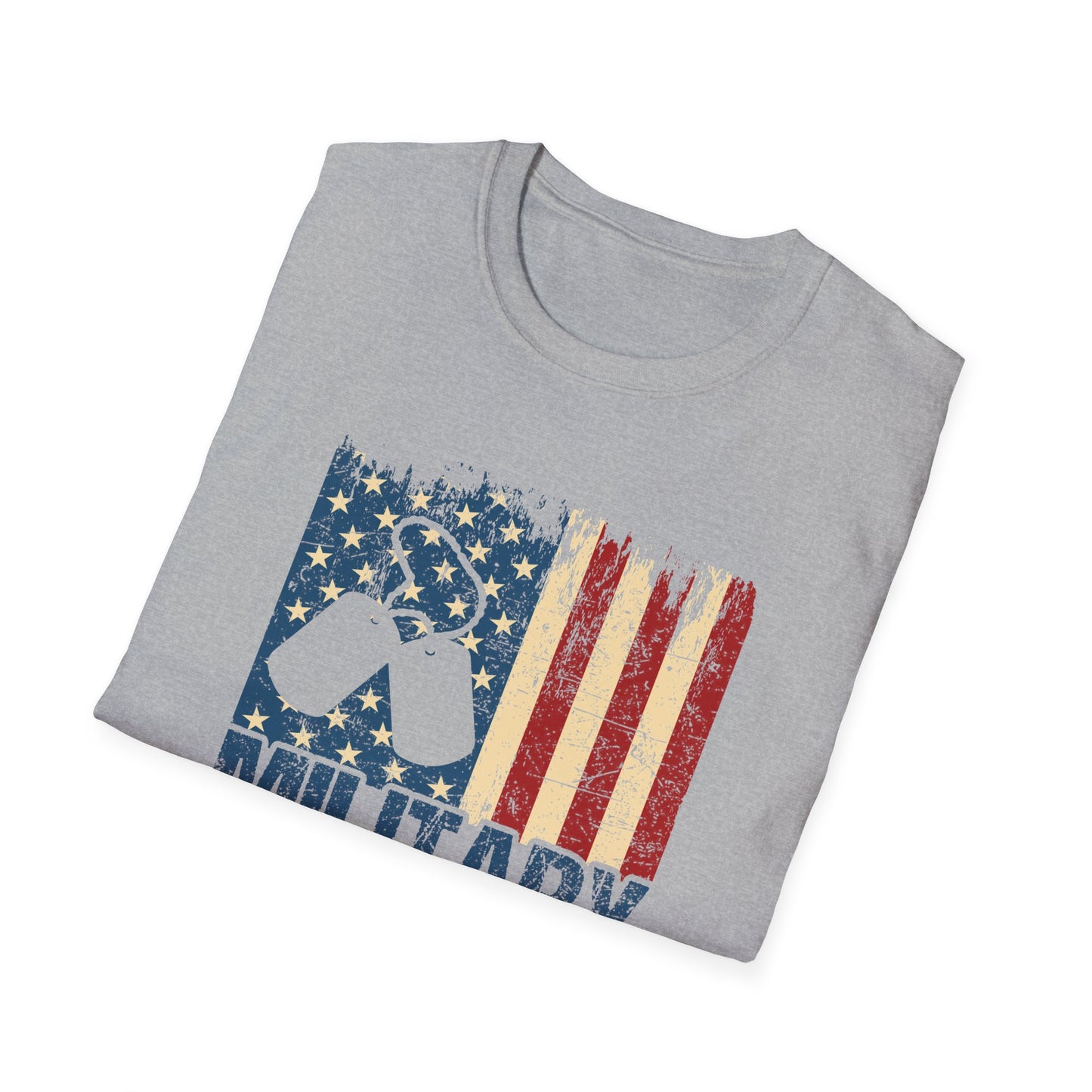 Military Mom T-Shirt – Distressed American Flag & Dog Tag Patriotic Tee