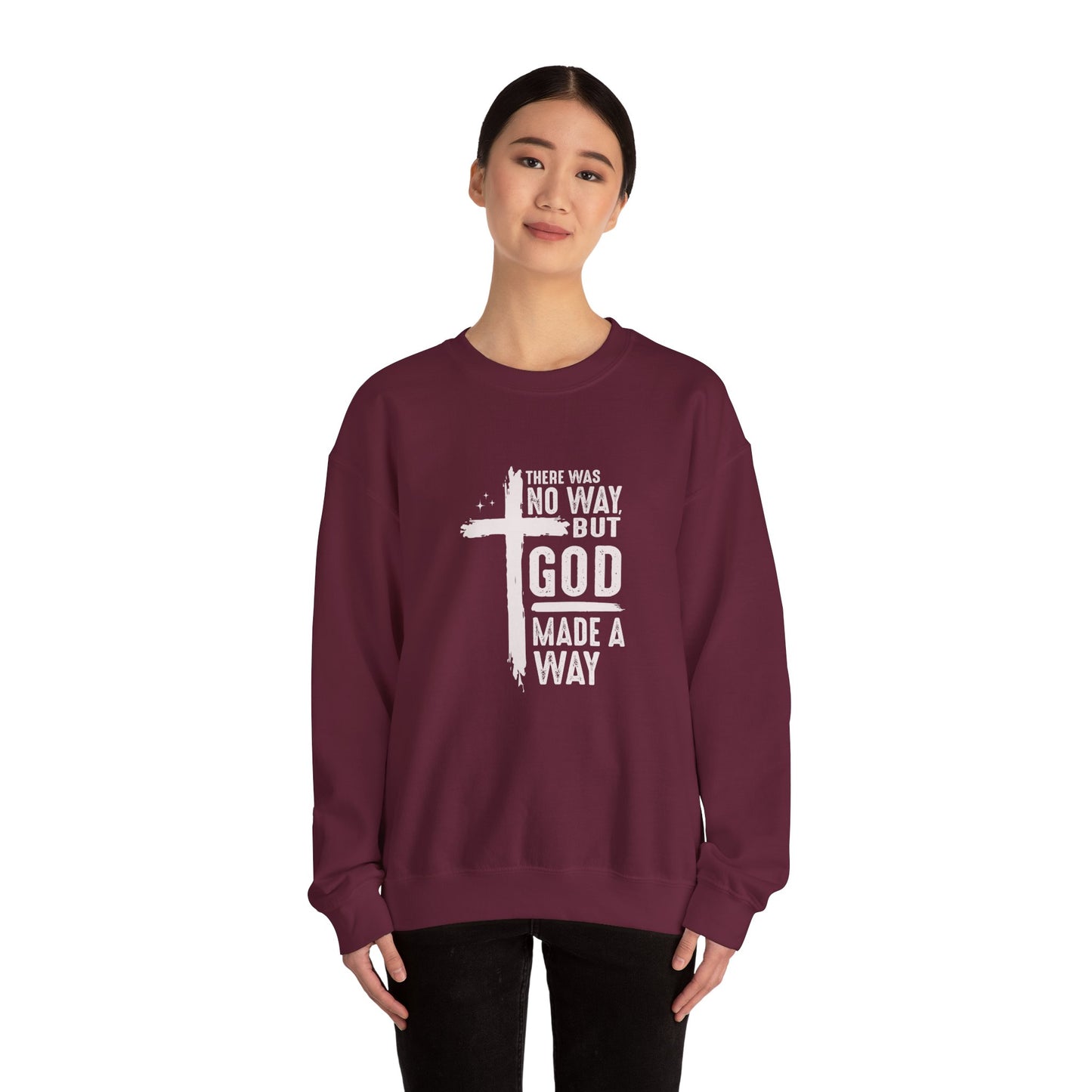Inspirational Christian Crewneck Sweatshirt - 'God Made a Way'