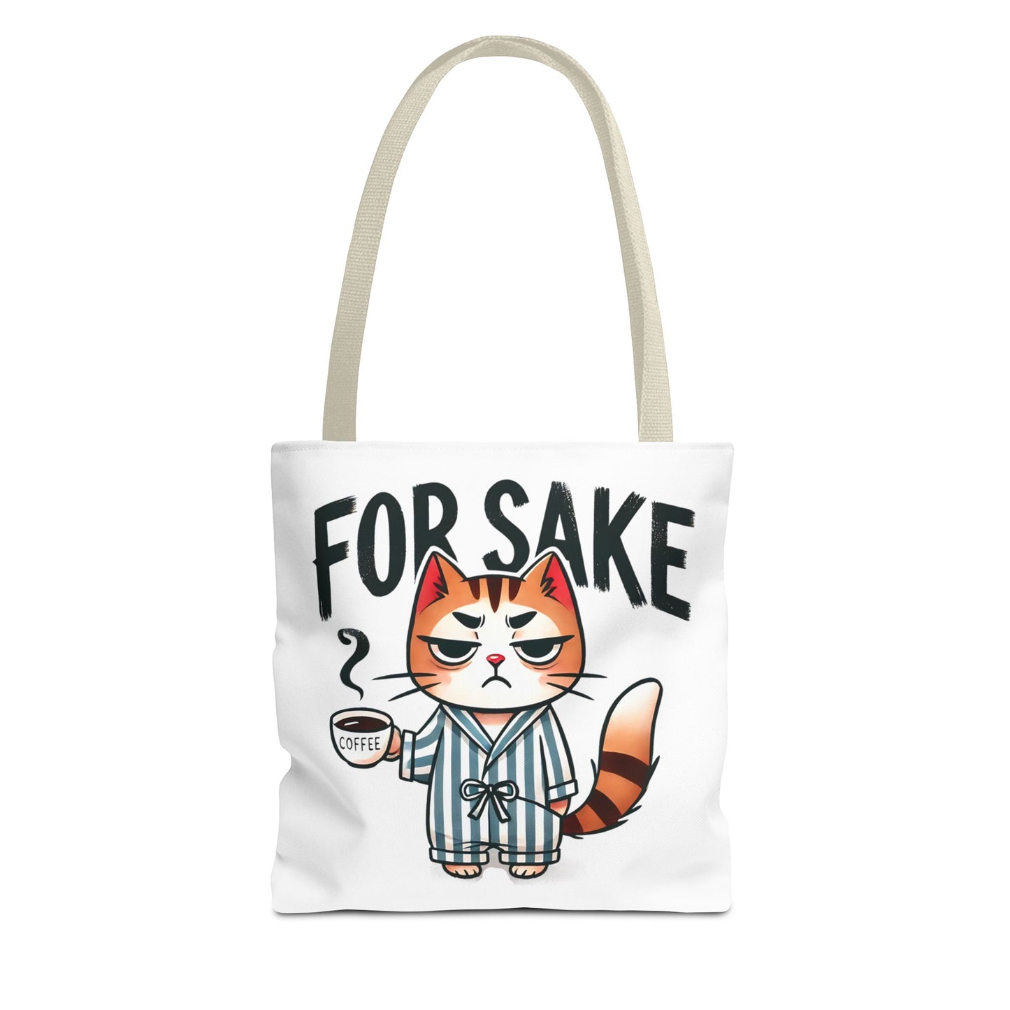 Funny Cat Coffee Tote Bag - 'For Sake' Design - Perfect Gift for Cat Lovers