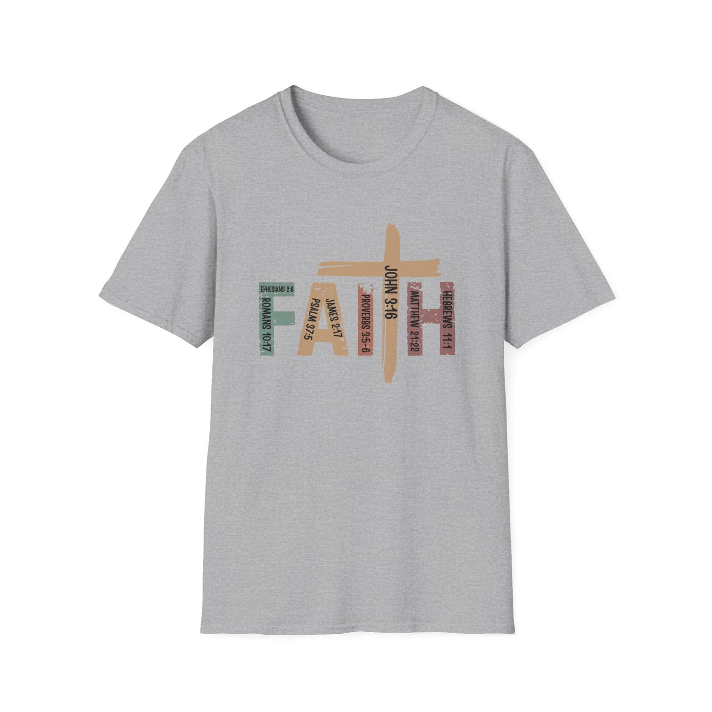 Faith Cross T-Shirt — Rustic Multicolor Christian Tee