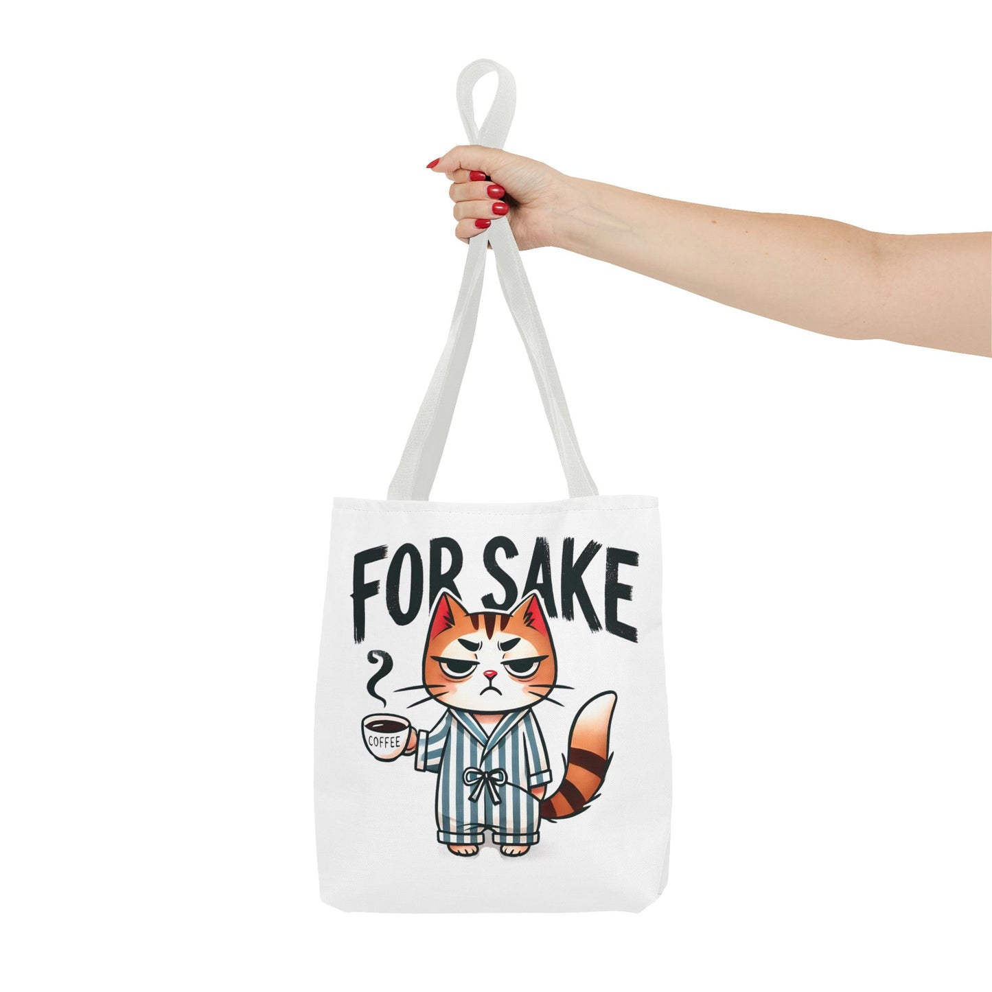 Funny Cat Coffee Tote Bag - 'For Sake' Design - Perfect Gift for Cat Lovers