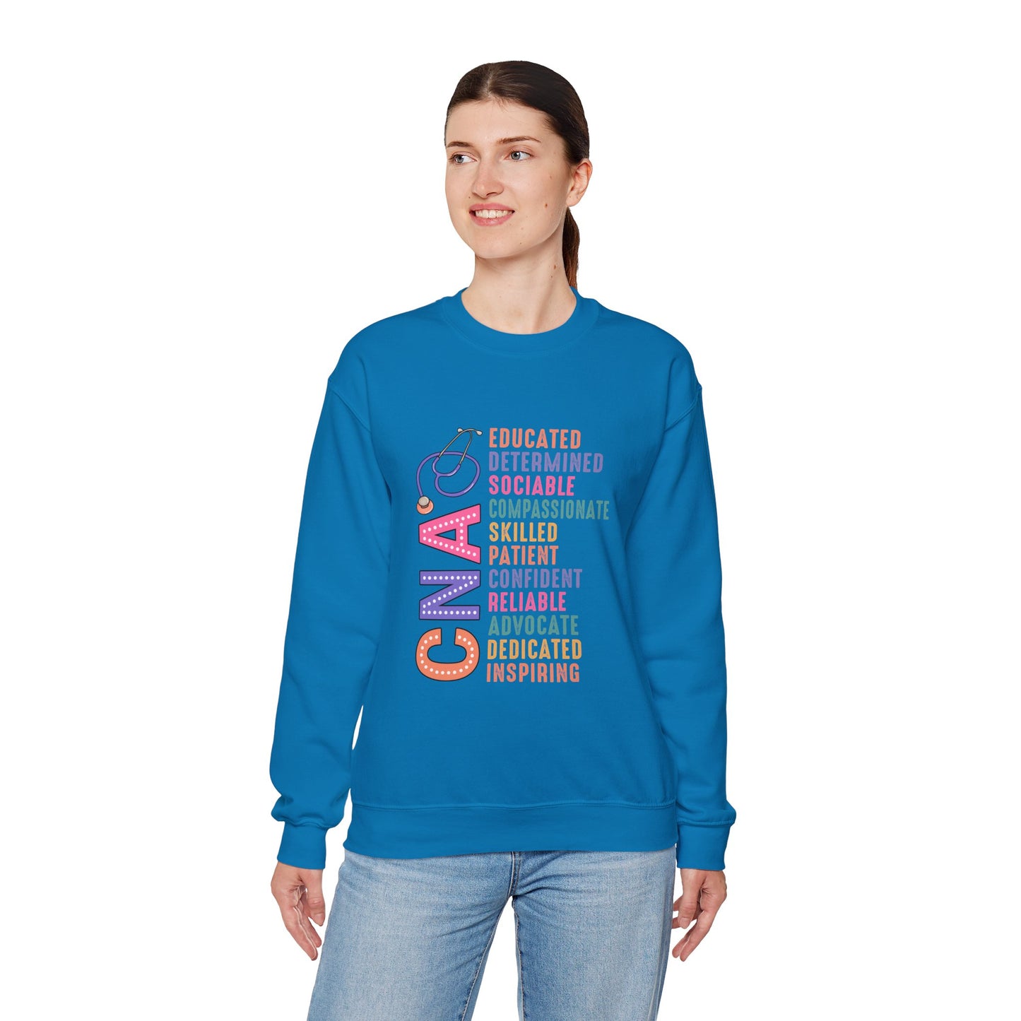 CNA Pride Crewneck Sweatshirt - Empowering Words for Caring Professionals