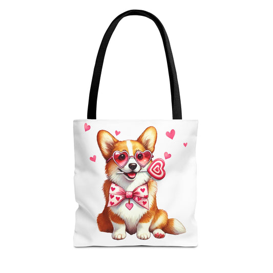 Cute Corgi Love Tote Bag - Perfect for Valentine's Day and Dog Lovers