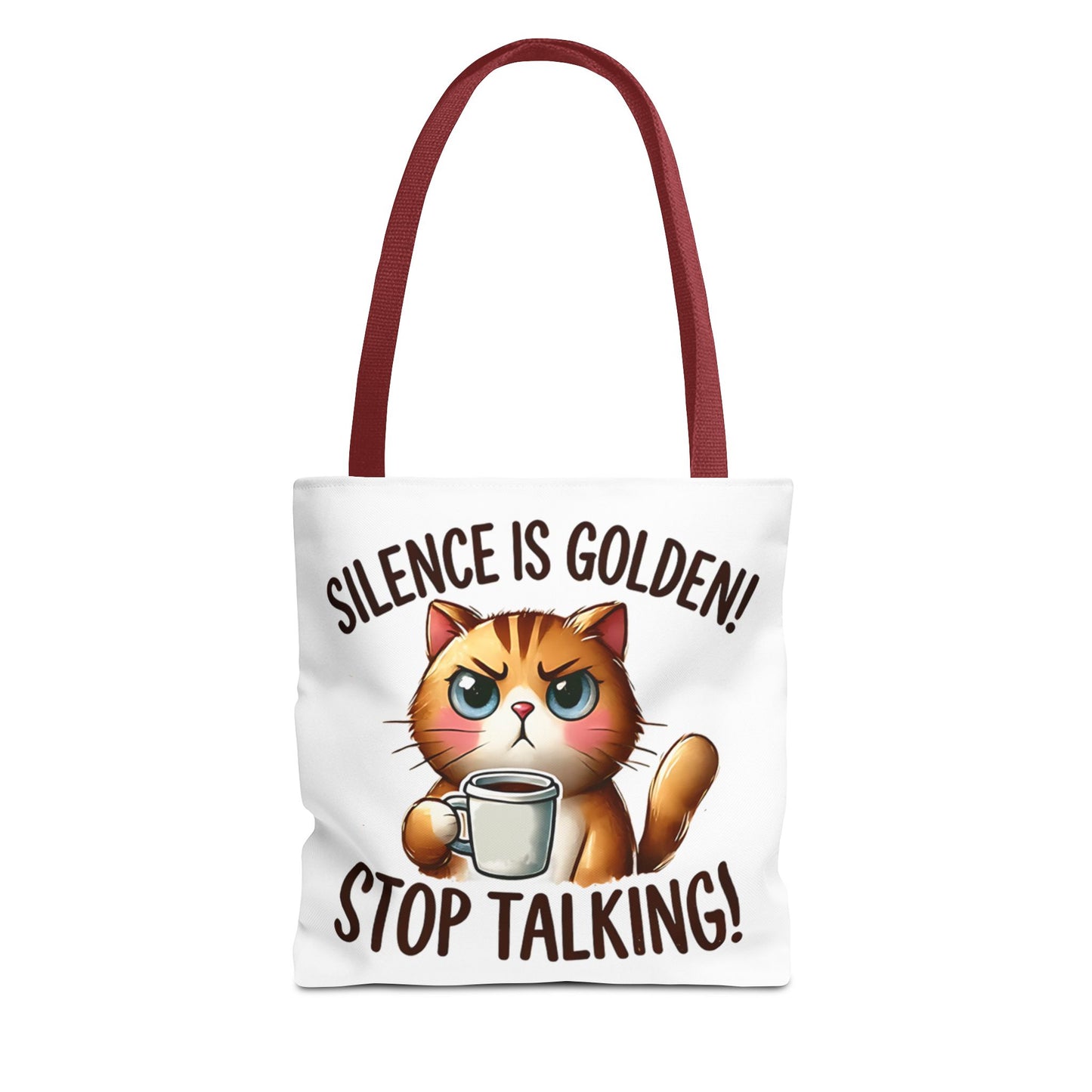 Silence is Golden Cat Tote Bag - Funny Coffee Lover's Gift