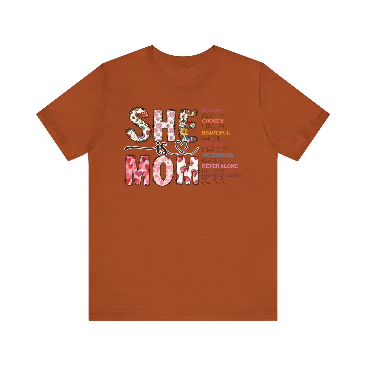 Empowering Unisex Mom Tee - "She is Mom" Floral Design
