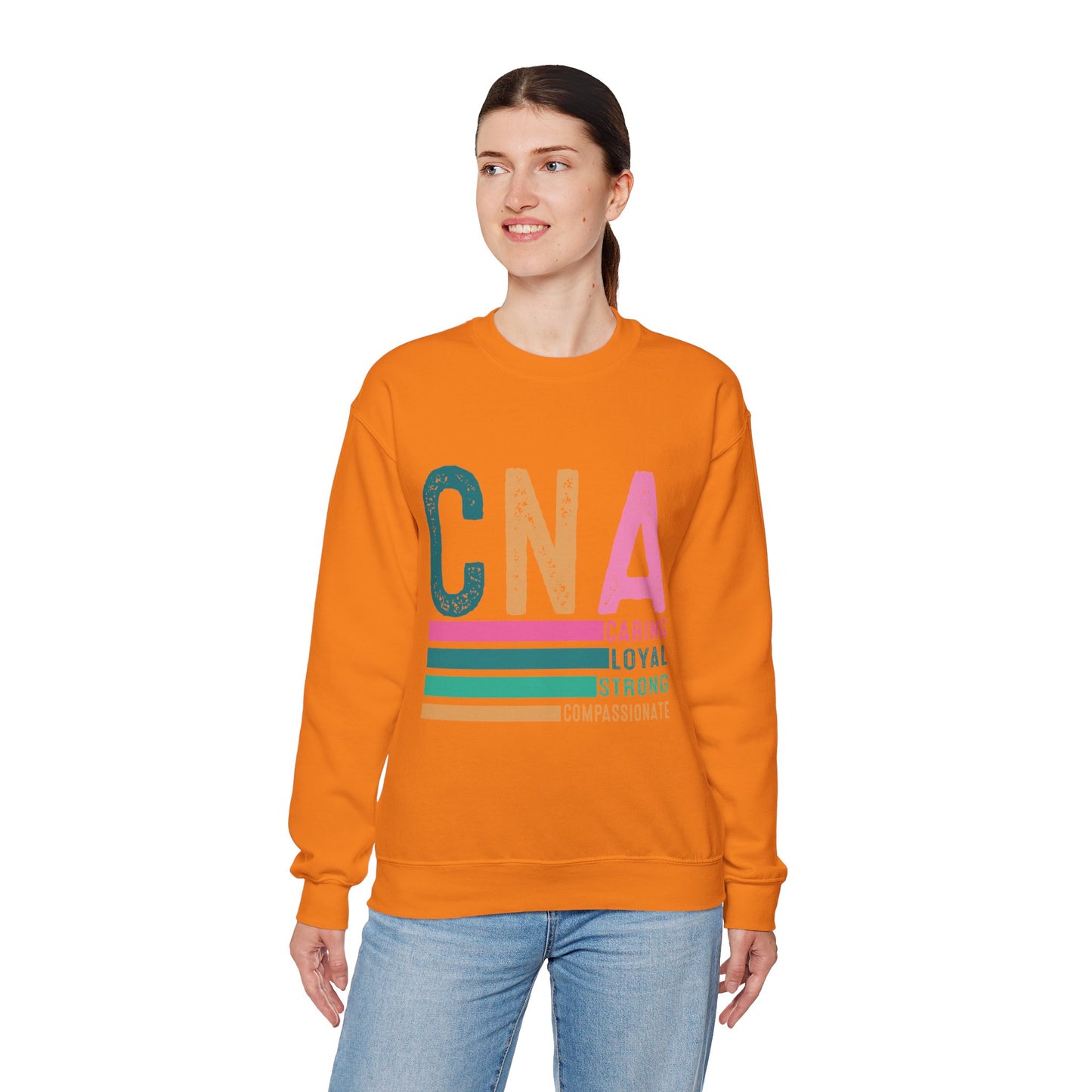 CNA Pride Crewneck Sweatshirt | Caring, Loyal, Strong & Compassionate
