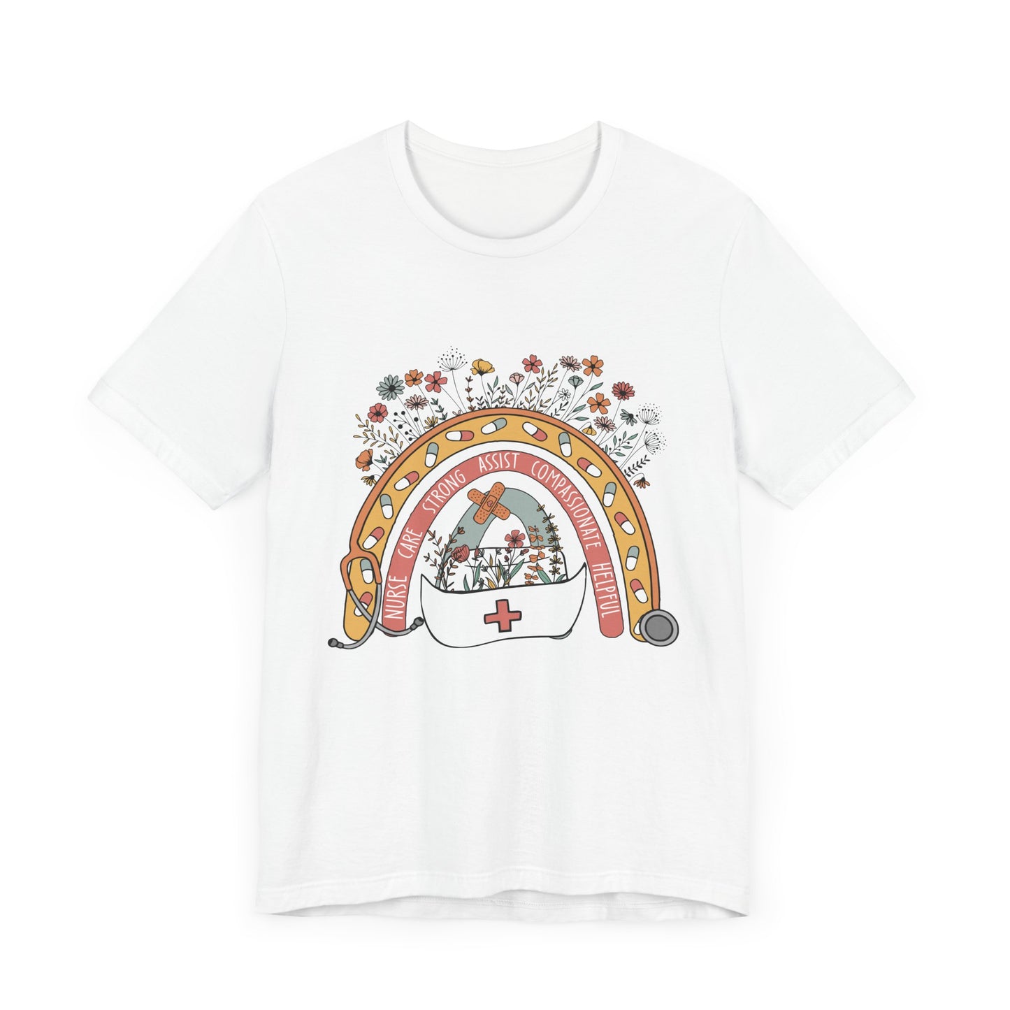 Floral Nurse Support Tee - Unisex Jersey Short Sleeve