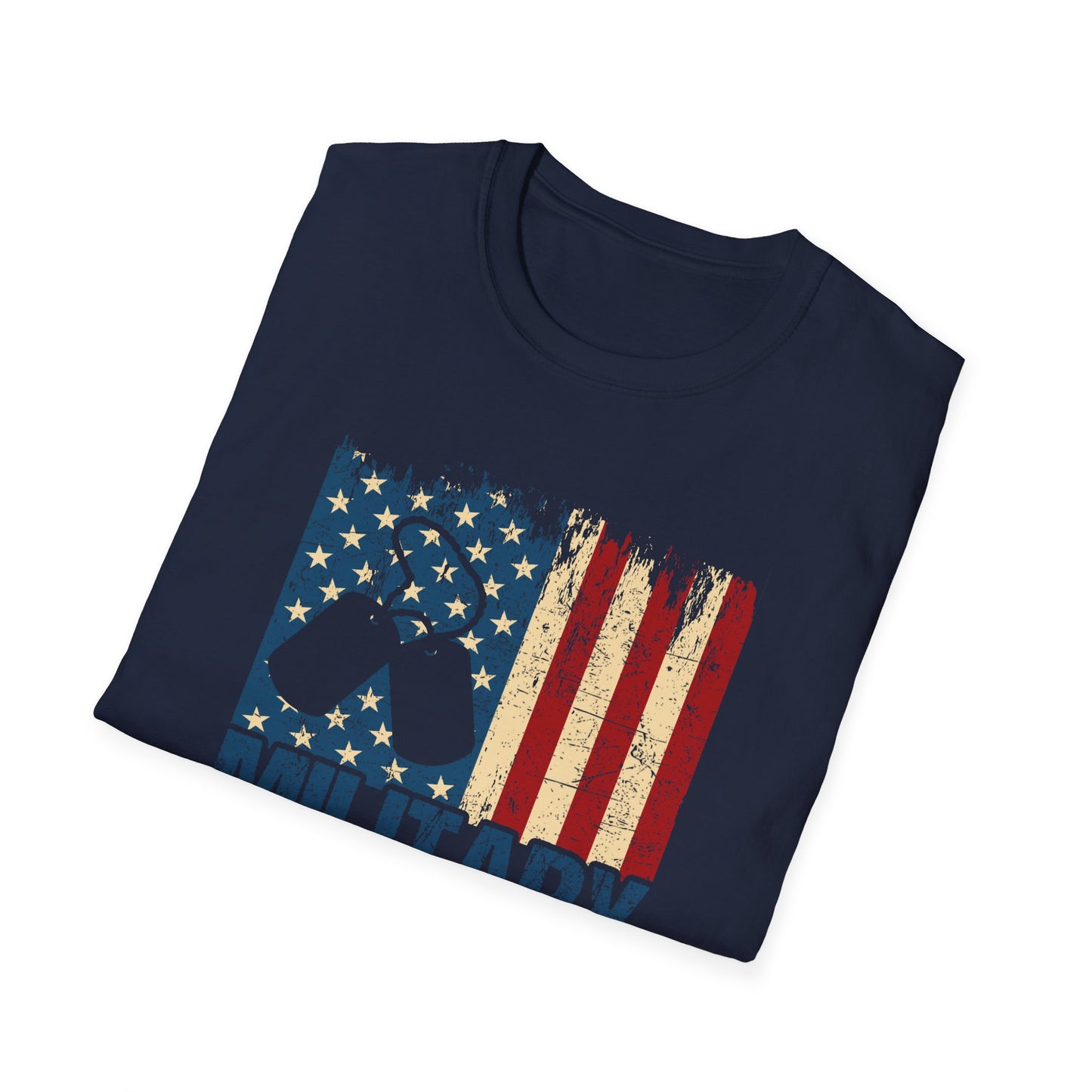 Military Mom T-Shirt – Distressed American Flag & Dog Tag Patriotic Tee