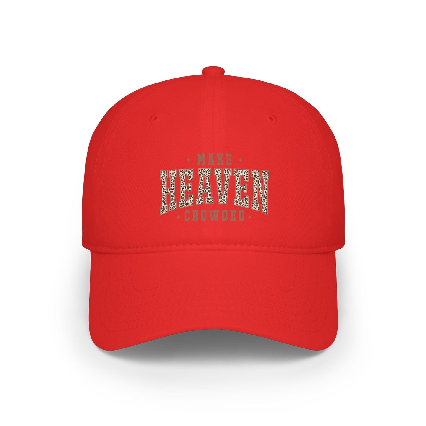Heaven Crowded Red Baseball Cap — Vintage Floral 'Heaven' Embroidered Hat